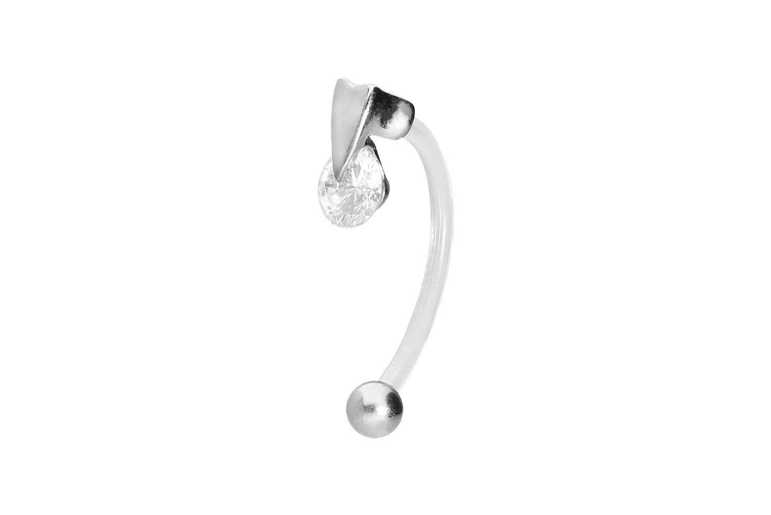 PMFK Bananabell Piercing mit Chirurgenstahl-Design HERZ + KRISTALL